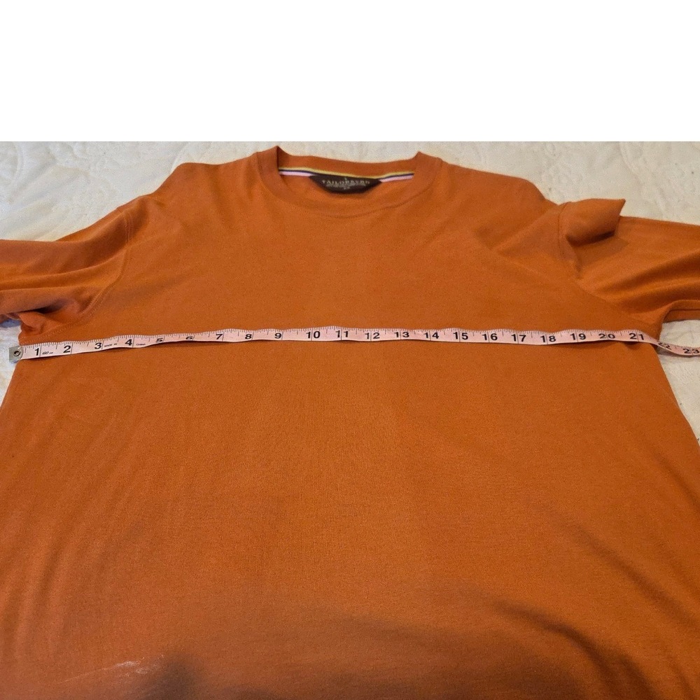 Tailorbyrd Shirt Pima Cotton Long Sleeve Crew Neck Regular Orange Preppy Men M - Picture 5 of 12